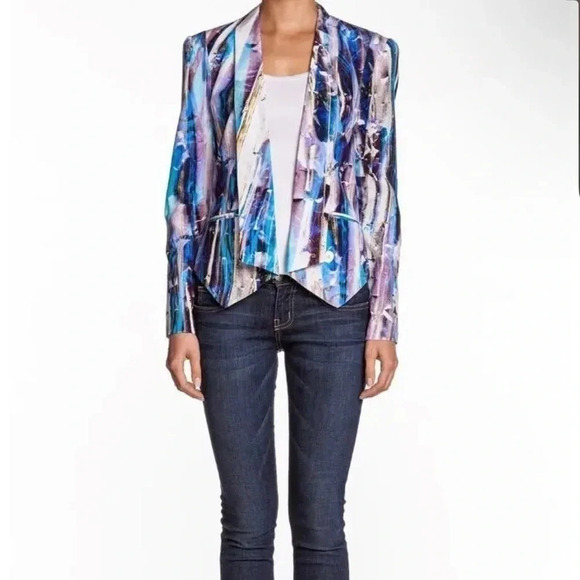 Rebecca Minkoff Becky Blazer Silk w/ Shawl Collar and Light Shoulder Pads Sz sm - Picture 2 of 15